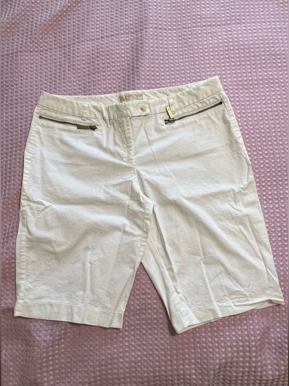 Michael Kors White Zip-Pocket Bermuda Shorts